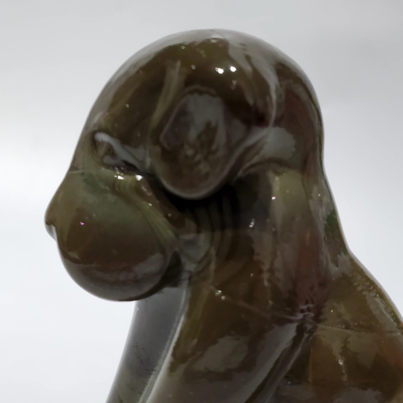 Vntg Boyd POOCH K-9 3" Brown Dark Green Touch Of Glitter Slag Glass - Picture 10 of 13